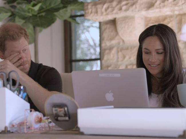 We see footage of the couple working at home. Picture: Netflix