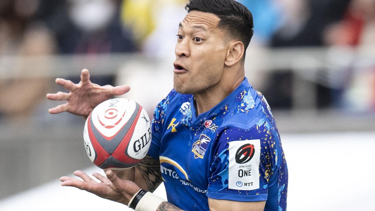 Israel Folau playing for the Shining Arcs Tokyo-Bay Urayasu's. Photo by CHARLY TRIBALLEAU / AFP.