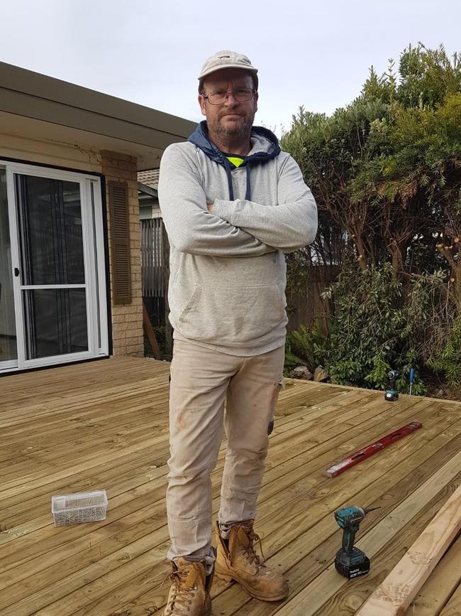 Tradie Paul Barber is trying to make ends meet working on the frontline at people's homes. Picture: SUPPLIED.