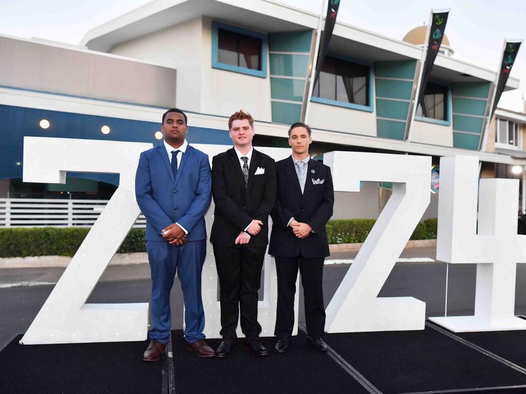 Nathan Gilleard, Joseph Seduadua, Ryan Fulcher, Larry Smith, James Stanton, Zeteny Barton Bako, Ethan Harvey at Xavier Catholic College year 12 formals. Picture: Patrick Woods.