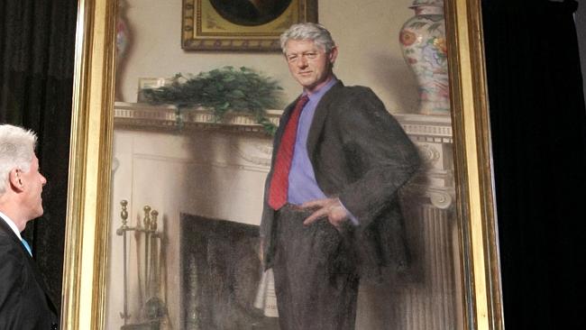 Bill Clinton portrait Monica Lewinsky s blue dress in shadow news Australia s leading news site