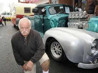 Dennis Watts of Alstonville shows off his 1942 Ford roadster pick-up and 1950’s caravan at Saturday’s Show ‘n’ Shine. Picture: Doug Eaton