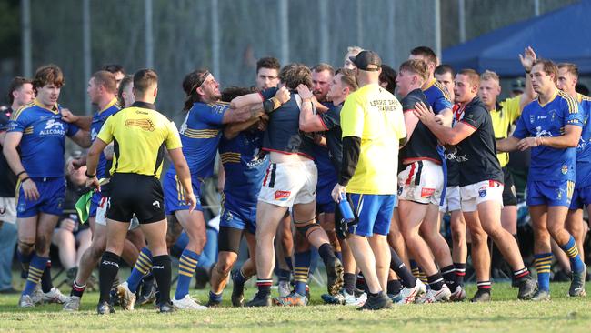 Emotions were running high the heavyweight clash. Picture: Sue Graham