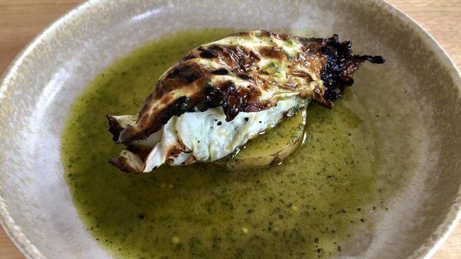 Nannygai baked in cabbage and saltbush butter is one of the delicious creations at Ondeen.