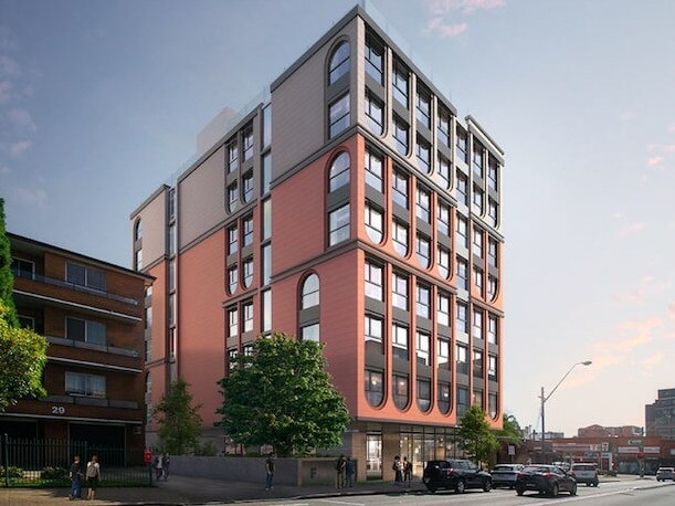 There is a development application submitted to Bayside Council for uni accommodation for the University of Sydney at 23 â 25 Frederick Street, Rockdale. The DA is for demolition of the existing structures and construction of an eight storey mixed use development comprising a commercial space and 130 room co-living housing development with basement car parking, landscaping and site works, costing $19m. Picture: Supplied