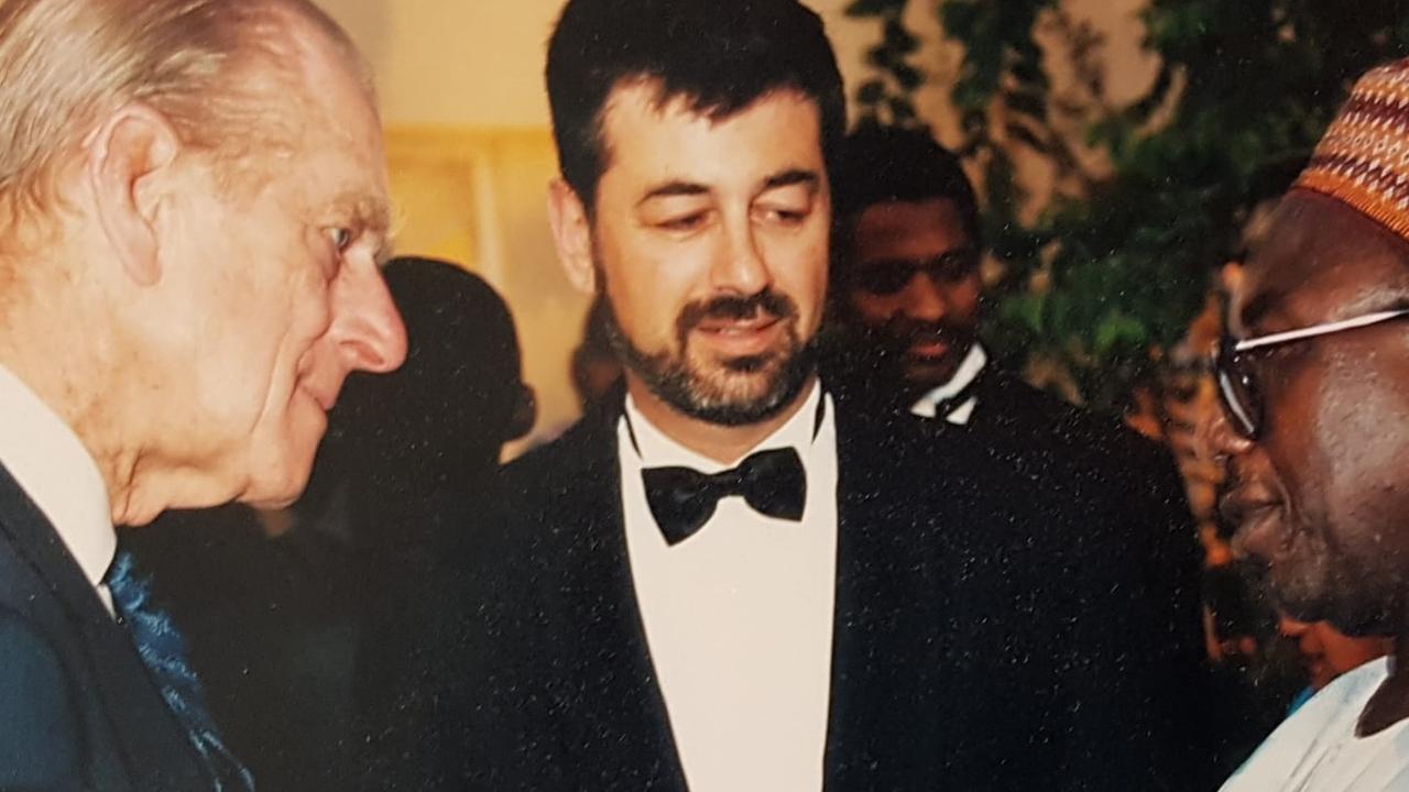 Peter Kaye, the Australian CEO of Duke of Edinburgh’s Award, with Prince Philip in Barbados, 2003. Supplied Image