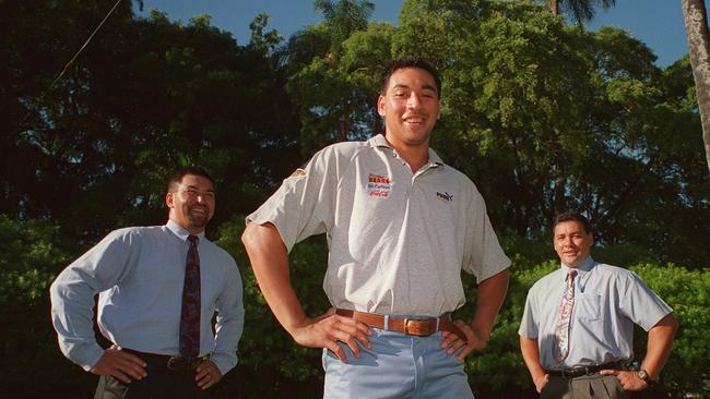 Danny Dickfos (C) with brothers Michael Dickfos (L) and Robert Dickfos in 1996.