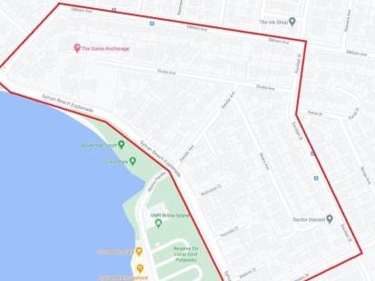 Police map of the area on Bribie Island which is subject an emergency declaration.