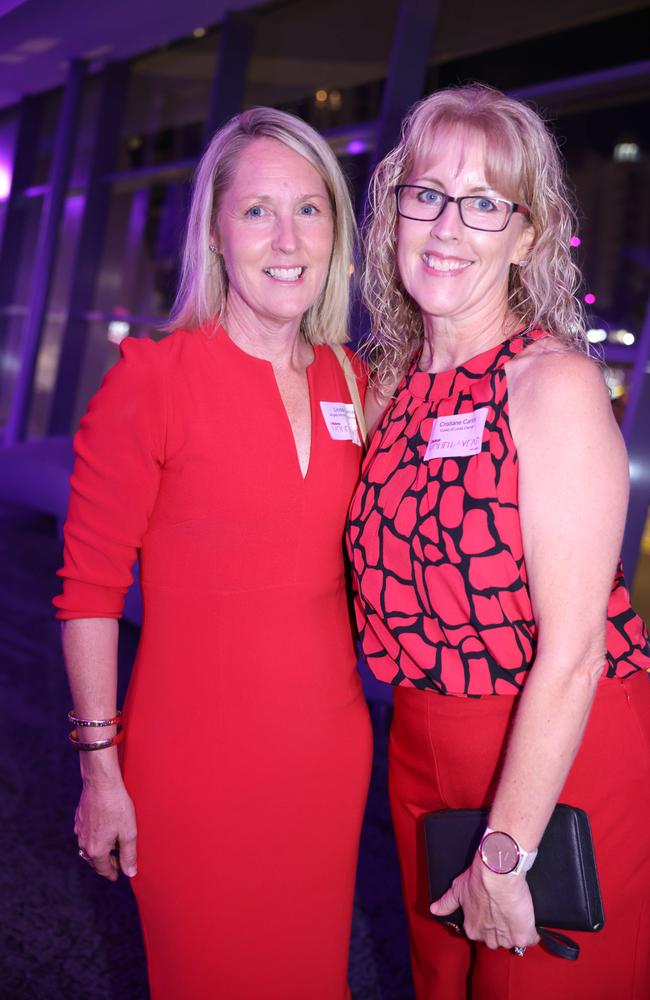 Linda Osman and Narnie Govorko at the Gold Coast Bulletin Women of the Year Awards 2024 launch at Gold Coast Convention and Exhibition Centre. Picture, Portia Large.