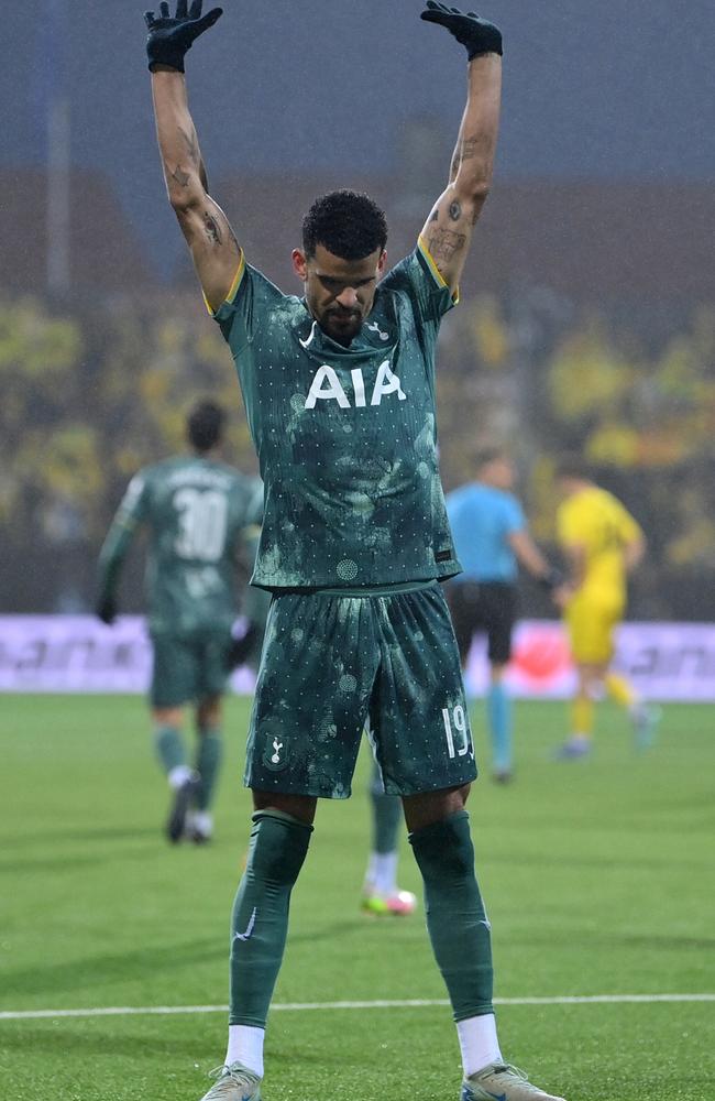 Dominic Solanke celebrates scoring Tottenham's first goal. Picture: Getty Images