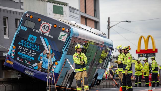 4 NSW Fire and Rescue trucks attended the crash at around 12:30pm on Thursday. Picture: Christian Gilles