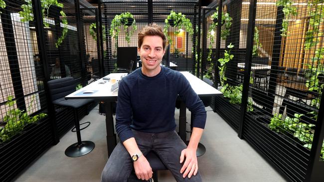 More Space For Light founder and principal Dan Levy at the Oz Minerals office at Adelaide Airport. Picture: Kelly Barnes