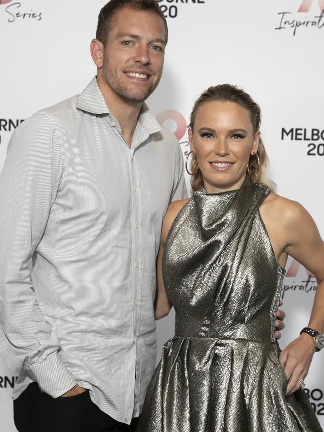 David Lee and Caroline Wozniacki. Picture: Tennis Australia