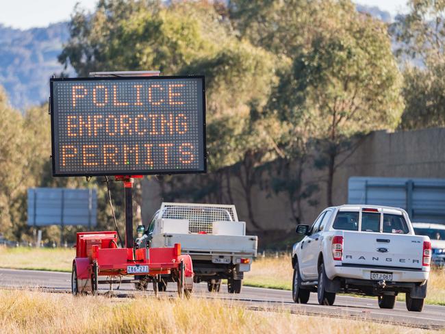 Operation Sentinel is enforced along the Victorian/NSW border. Picture: Simon Dallinger