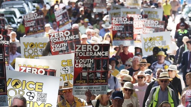 Voice for Victims march on Parliament House, Brisbane. Picture: Liam Kidston