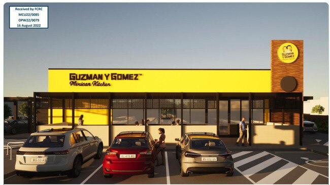 Artist impression for the Guzman Y Gomez eatery in Maryborough. Picture: 77 Architecture.