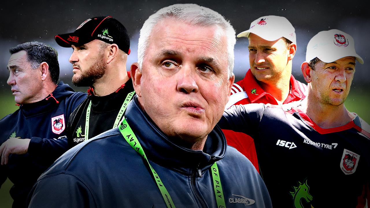 Anthony Griffin (C) and some of the coaching talent the Dragons have let go in recent years