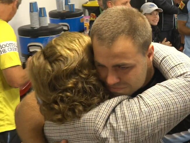 Graham hugging his mum Debbie.