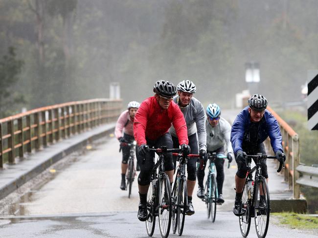 Riders competing in the second Bicycle Network Tasmanian Peaks Challenge. Pictures: CHRIS KIDD