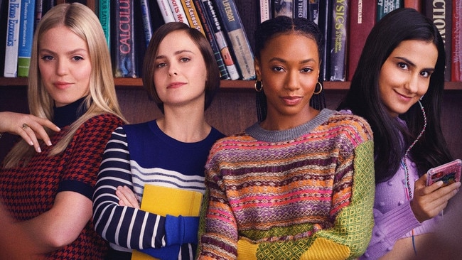 Renee Rapp, Pauline Chalamet, Alyah Channell Scott and Amrit Kaur in The Sex Lives of College Girls. Picture: HBO/Binge