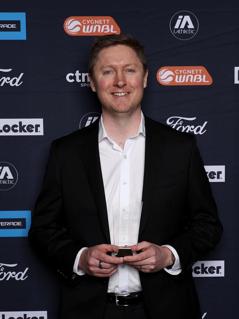 Townsville’s Shannon Seebohm won the 24/25 Coach of the Year. Photo by Graham Denholm/Getty Images for WNBL