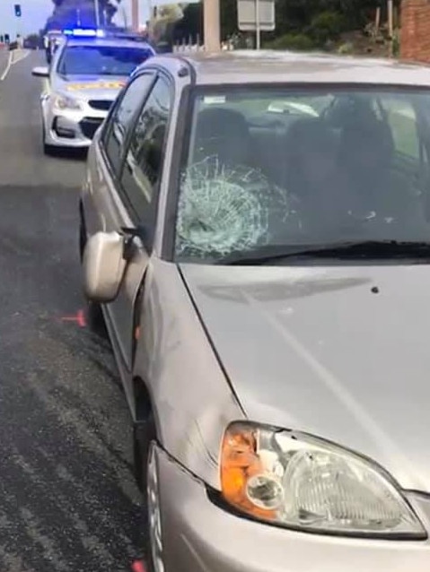 The car’s windscreen was shattered after hitting the girl