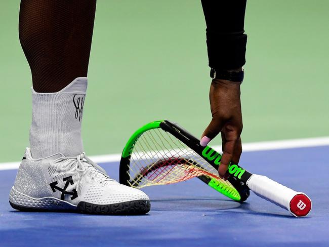 Williams received a second violation for smashing her racket. Picture: Getty