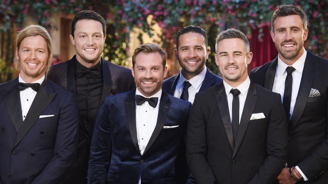 The Bachelorette Season 3 contestants: Sam, Pete, James, Jefferson, Ryan and Luke. (Pic: Channel 10.)