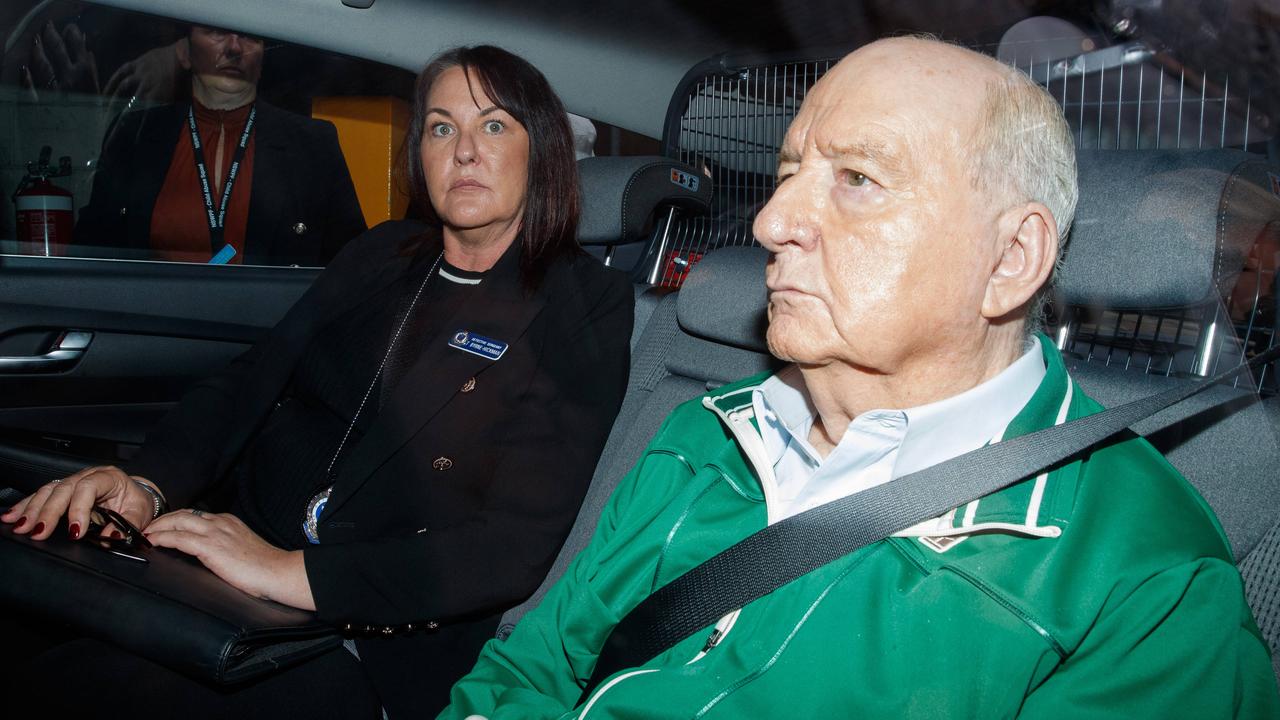 Alan Jones arriving at Day Street Police Station after his arrest. Picture: Max Mason-Hubers