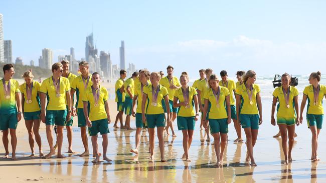 The Australian swim team’s medal tally at the Gold Coast games broke records. Picture: Alex Coppel.