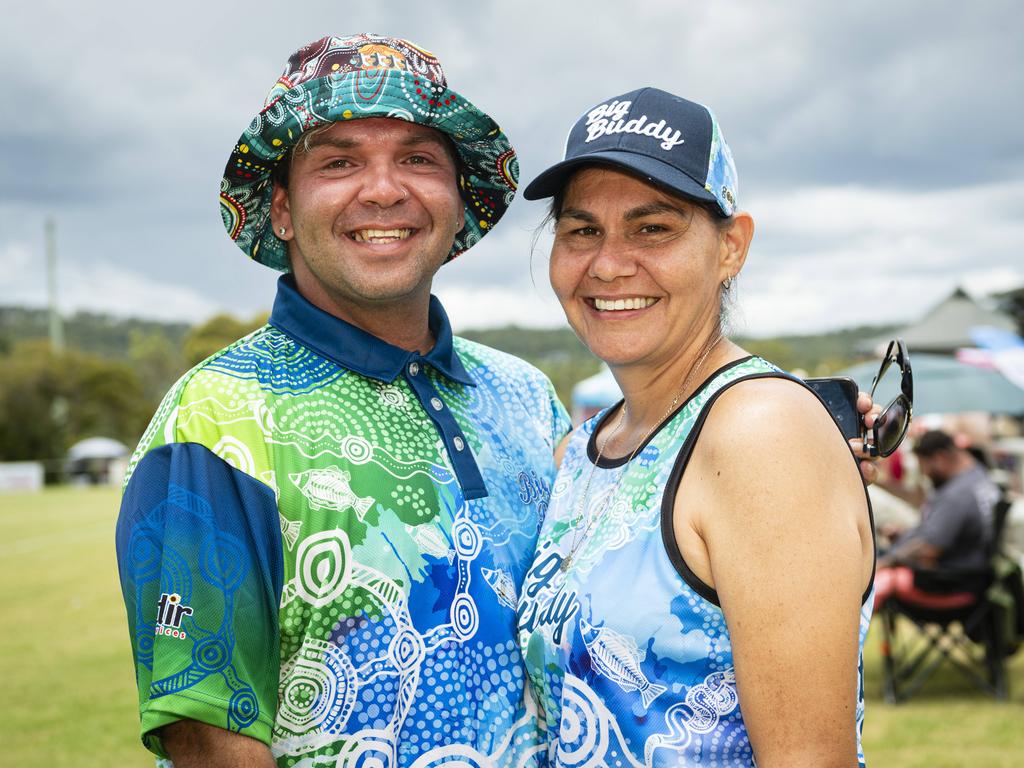 Firebrace Wharton and Dionne Connolly of Goondir Health Services at the Warriors Reconciliation Carnival women's games at Jack Martin Centre hosted by Toowoomba Warriors, Saturday, January 18, 2025. Picture: Kevin Farmer