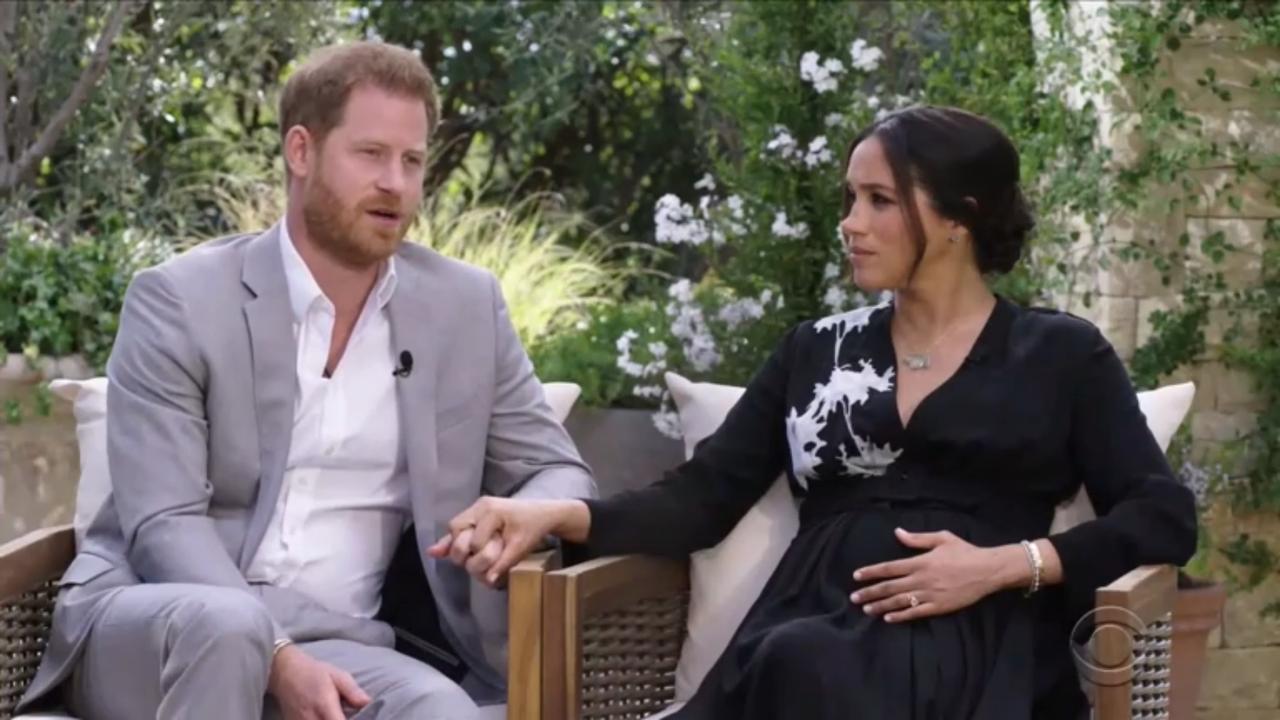 A poll found that 31 per cent of Americans had no sympathy for Meghan and Harry following their Oprah interview. Picture: Screengrab