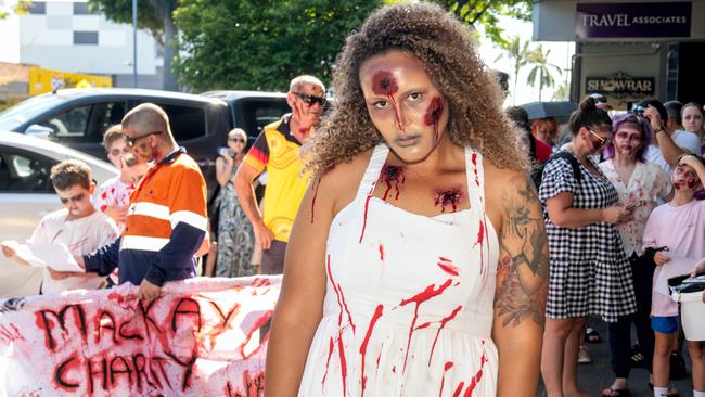 Kaley-Jade Baker from star 101.9 at Mackay Charity Zombie Walk. Saturday, October 30, 2021. Picture: Michaela Harlow