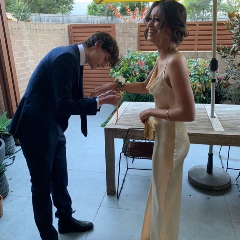 Her date gave her a corsage for the Friday night event. Picture: Instagram/CassThorburn