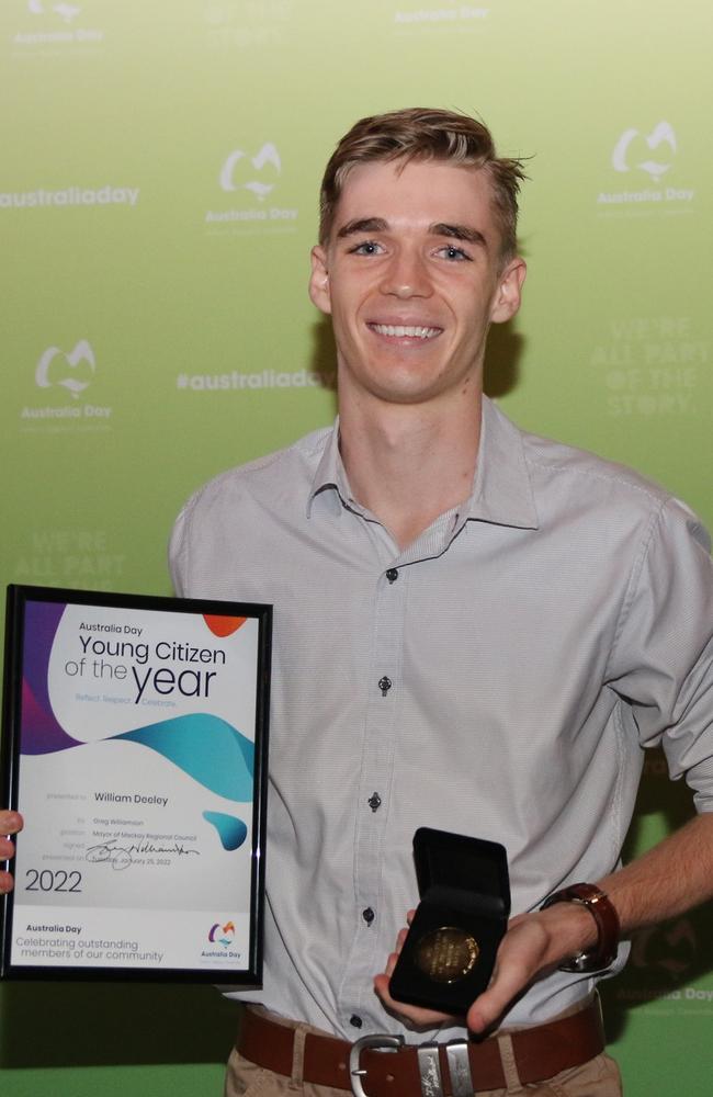 Young Citizen of the Year William Deeley at Mackay Regional Council's 2022 Australia Day awards.