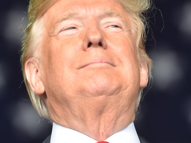 US President Donald Trump addresses a "Make America Great Again" campaign rally at Middle Georgia Regional Airport on November 4, 2018 in Macon, Georgia. (Photo by Nicholas Kamm / AFP)