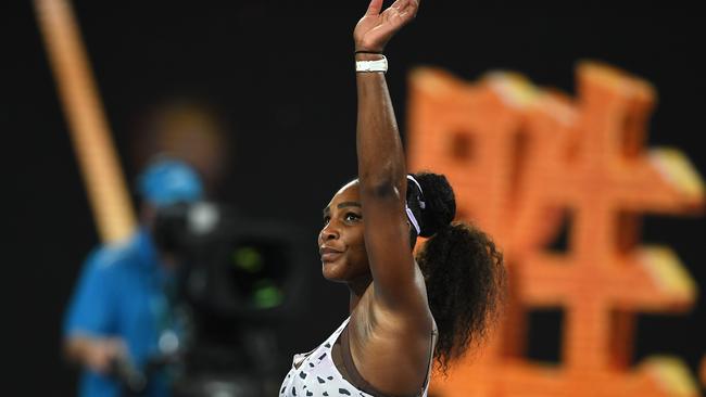 Serena Williams of the US celebrates after defeating Slovenia's Tamara Zidansek during their women's singles match. Picture: AFP