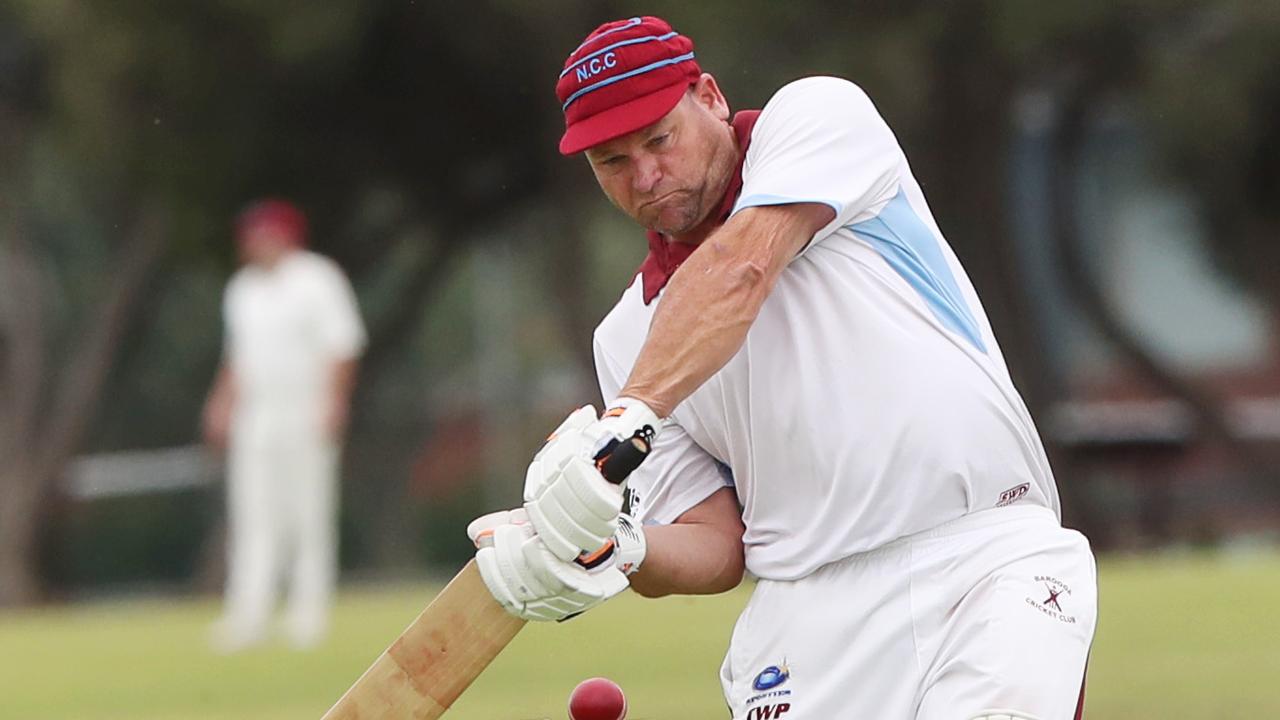 Shane Healey swings against Surf Coast. Picture: Alan Barber