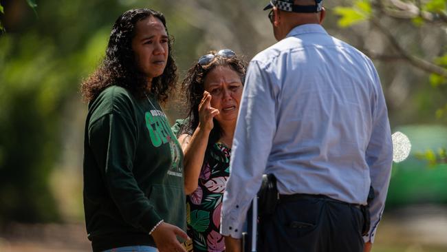 Marjorie Wesley and Dianne Hewitt said son Jonathan Wesley had been inside her Gardenia St home for more than 24 hours as police try to negotiate with him. Picture: Pema Tamang Pakhrin