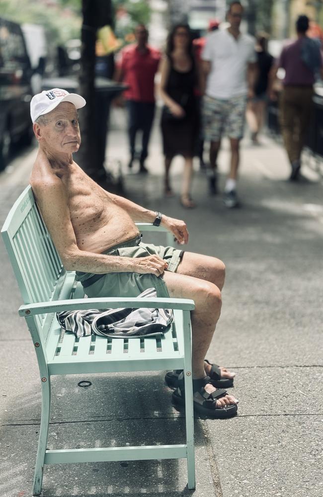 Paul Rosenfeld, aged 70, takes his position up on a park bench in New York City’s Upper West Side: ‘I just want to talk to people’. Picture: Ros Thomas