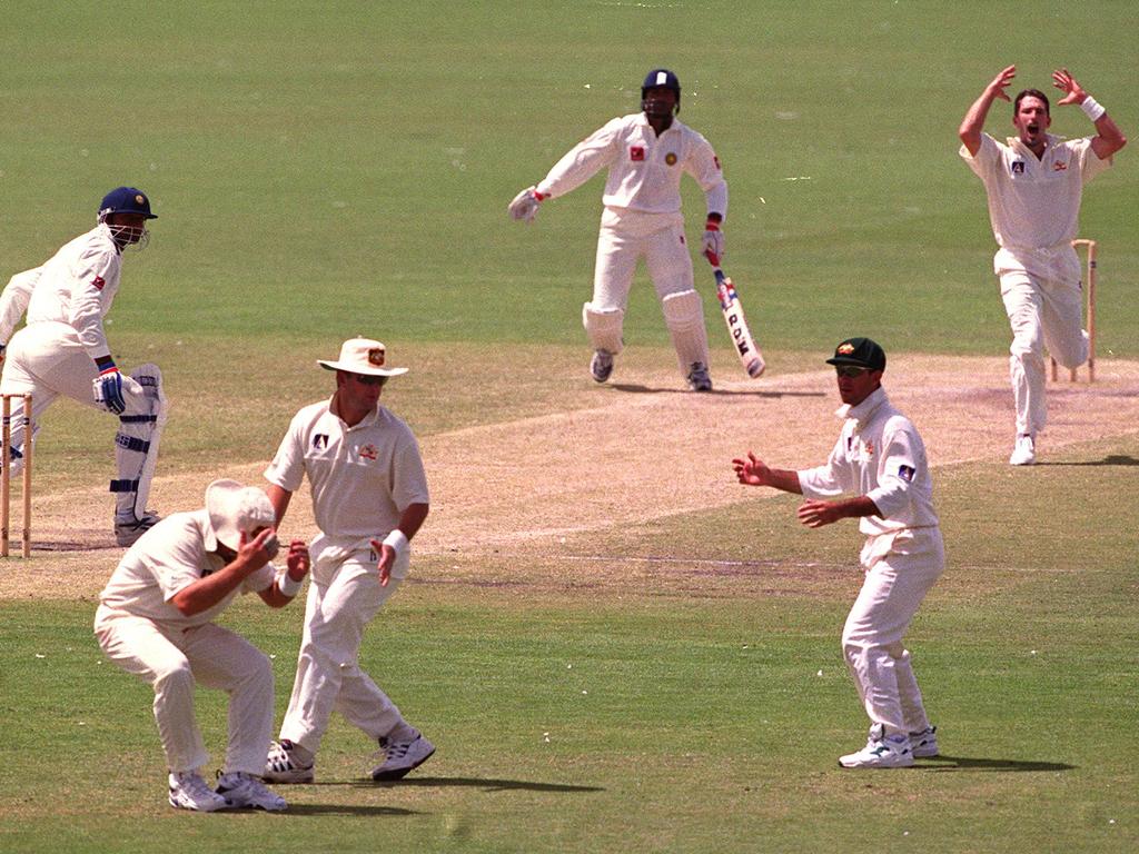 The moment Shane Warne put down Damien Fleming’s hat-trick ball.