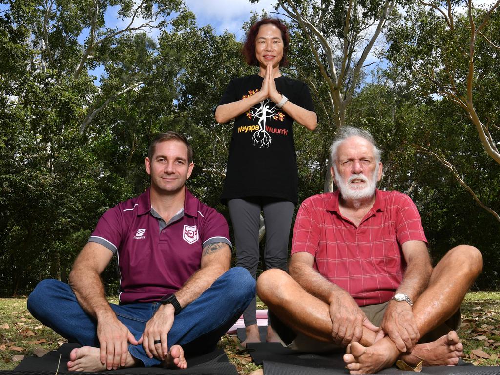 Instructor Wendy Li with Veterans Brian Heilbronn and Rob Donkin are set for the upcoming JCU retreat. Picture Evan Morgan