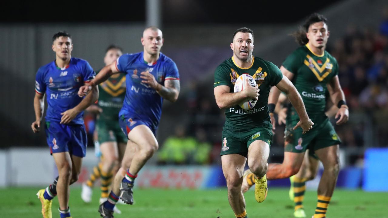 James Tedesco put in a typically classy performance against his former team, Italy. Picture: Getty