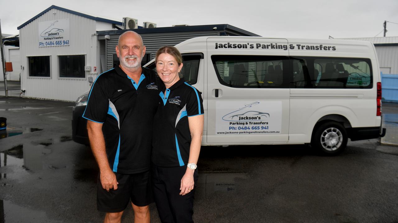 Retired airforce veteran Eric Jackson and his wife Racheal recently launched a parking and transfer service for passengers travelling through Townsville Airport. Picture: Evan Morgan