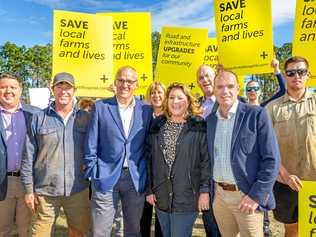 FORMER Labor leader Luke Foley flew up to the Tweed in June to announce Kings Forest as an alternative site for the new hosital. Picture: Contributed