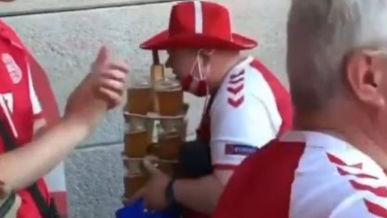 Euro 2020, fan's viral beer act, hall of fame, hero, Eriksen | news.com.au — Australia's leading news site