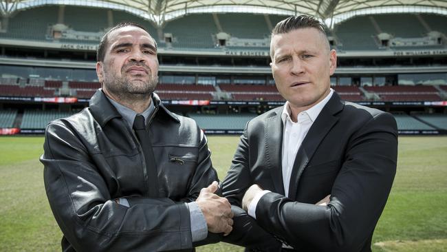 Danny Green and Anthony Mundine at Adelaide Oval.