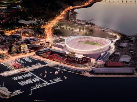 A concept image of Hobart's proposed stadium at Macquarie Point — the design is yet to be finalised.(Supplied: AFL)Tasmania AFL Tasmania Devils AFL stadium