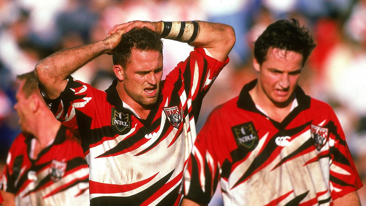 SYDNEY, AUSTRALIA - 1998: Billy Moore of the Bears shows his frustration during a NRL match between the St George Dragons and the North Sydney Bears at Kogarah Oval 1998, in Sydney, Australia. (Photo by Getty Images)
