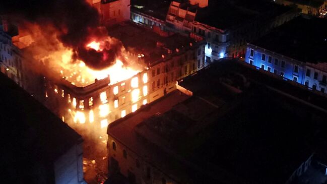 Drone Video Shows Large Fire in Peru’s Capital Amid Growing Protests